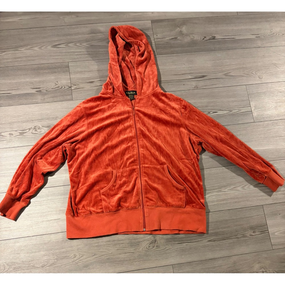 Ashley Stewart 18/20 Velour Zip Hoodie Rust Orange Y2K Tracksuit 0119b3